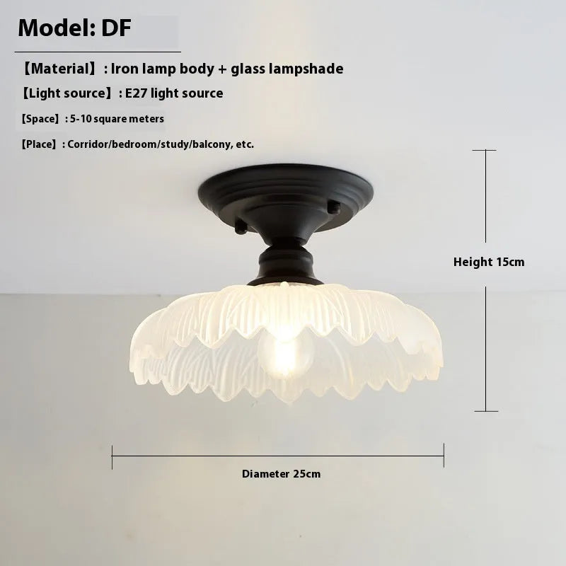 American retro single-head ceiling lamp with clear glass shade and vintage industrial style