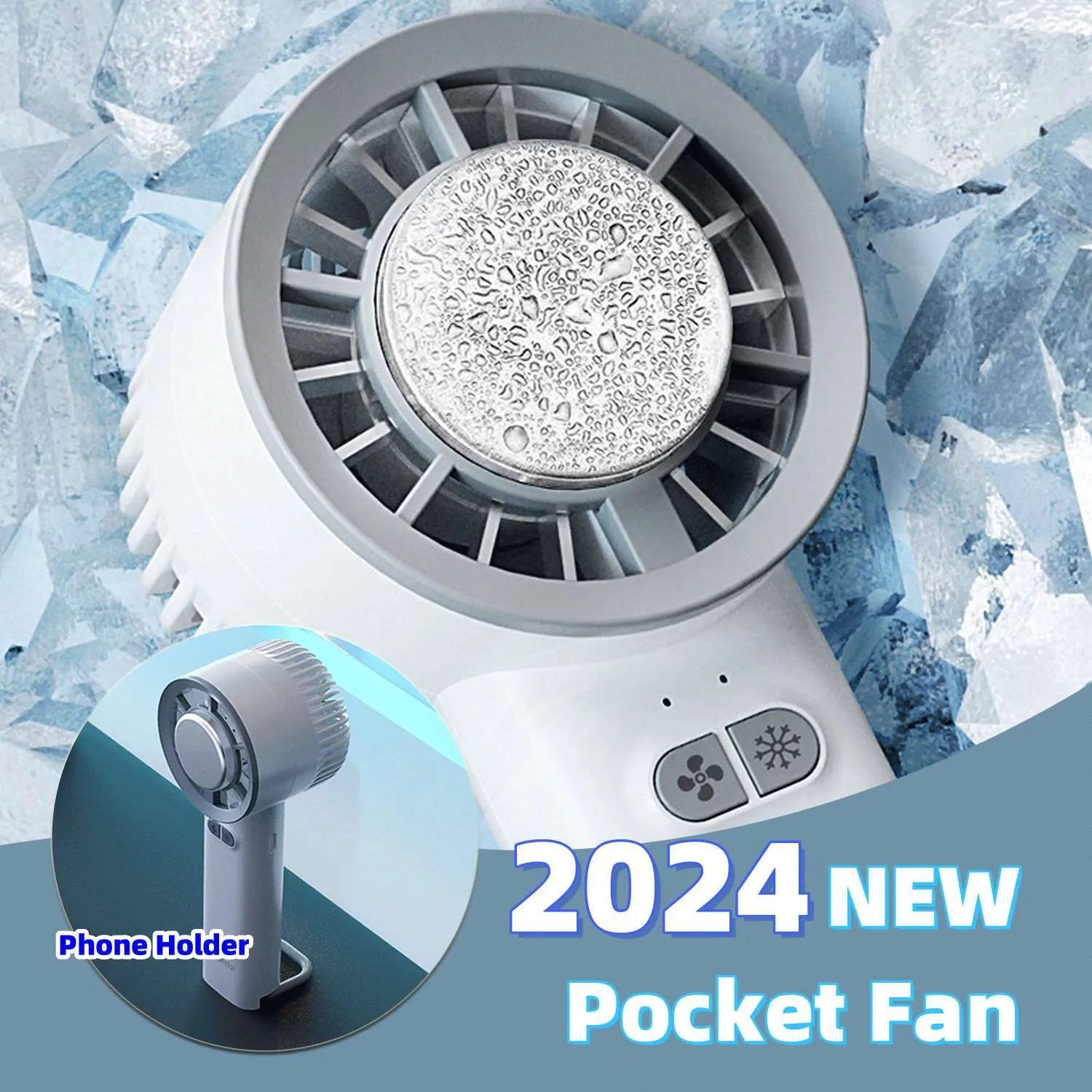 White handheld turbo jet fan with duct design and touch controls on a light background.