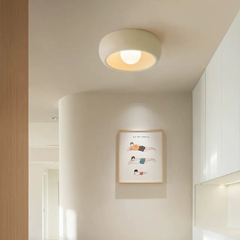 Creative cream household ceiling lamp, iron walnut colour, 30cm diameter, low profile, G9 bulb fitting