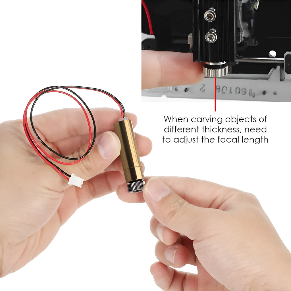 Yellow 445nm blue laser module, 1500-3000mW, adjustable focus, 12x45mm, for CNC engraving machines