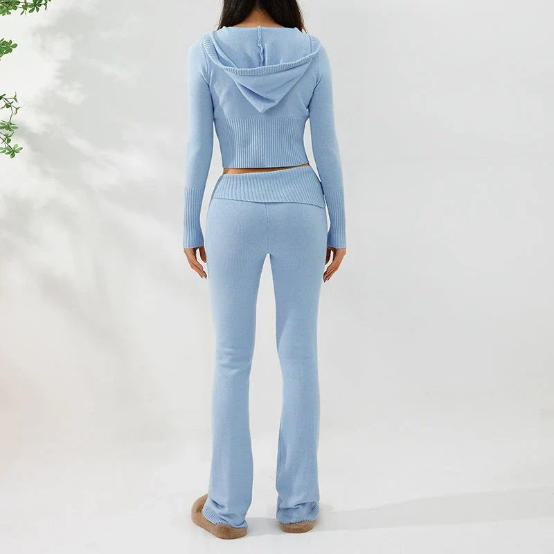 Cozy Chic Hoodie & Pant Set for Women in various colors and sizes, featuring a stylish zip-up hoodie and high-waisted pants