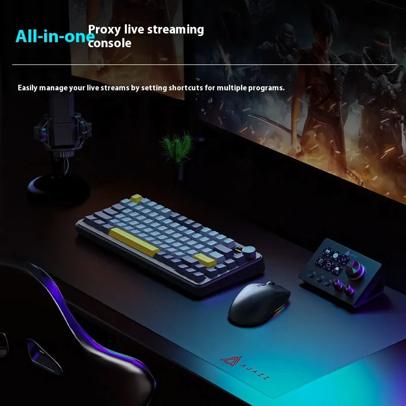 Wired ABS gaming keyboard with live assistant and volume control buttons, black, compact size
