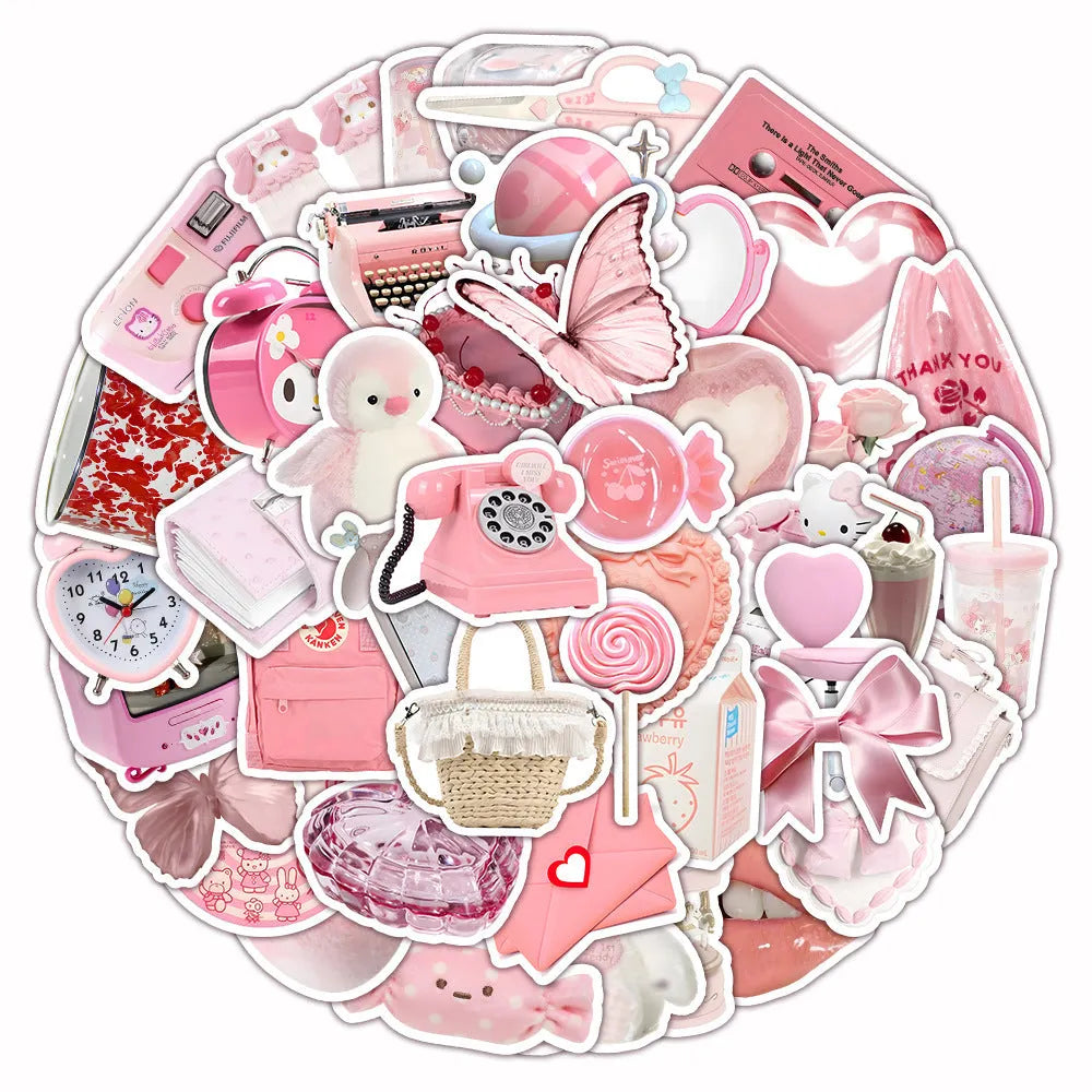 Pack of light pink 3D heart decorative stickers with a cute design, showing 63 pieces.