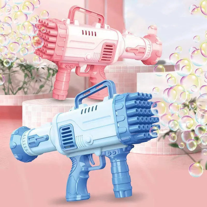 32 holes bazooka bubble machine electric children's toy bubble gun in cherry pink or sky blue