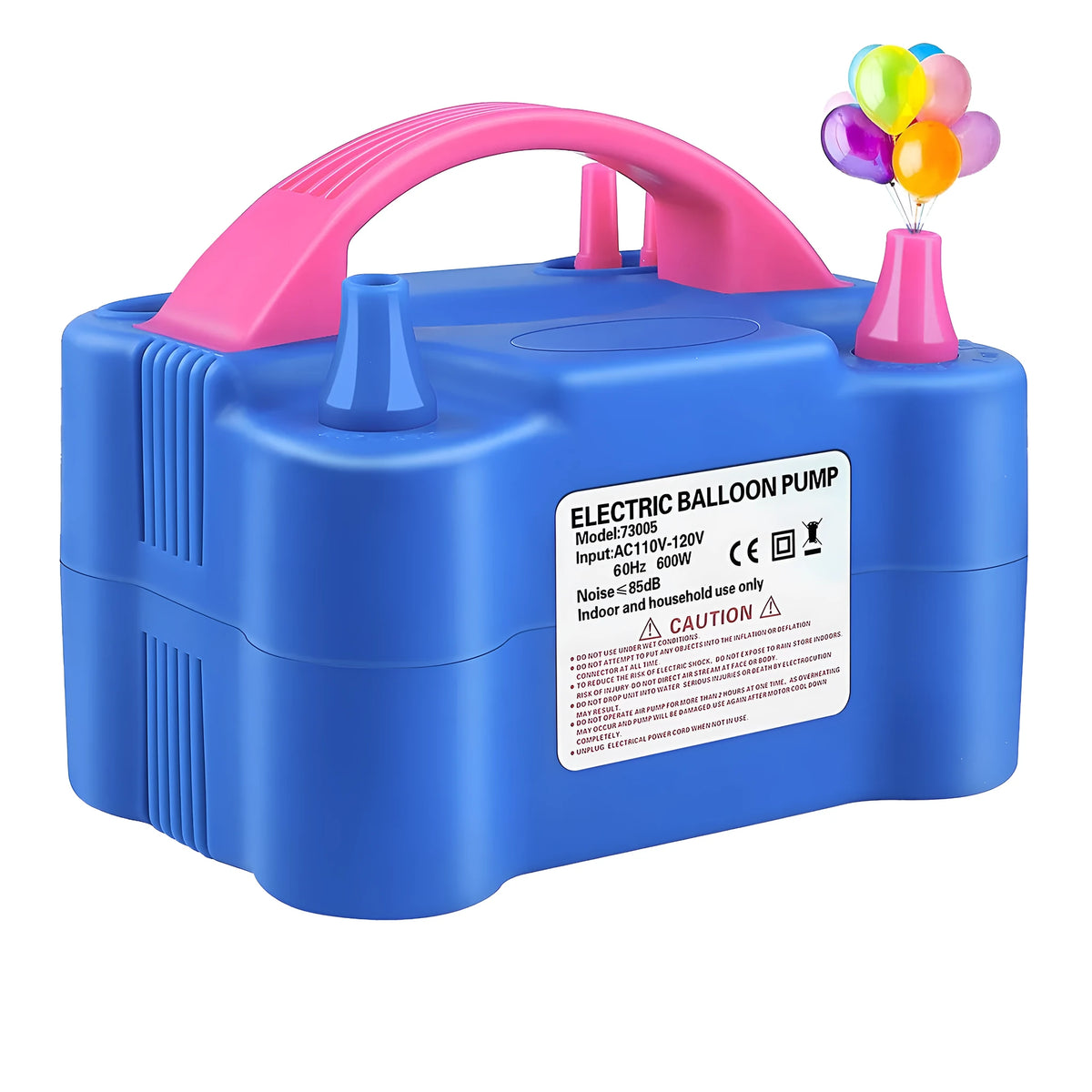 Blue plastic double-hole electric balloon inflator with US plug, 73005 US style, single air pump