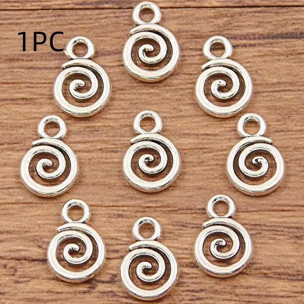 Double-sided hollow circle alloy pendant, electroplated round accessory in 7x11mm and 13x15mm sizes.