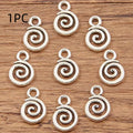 Double-sided hollow circle alloy pendant, electroplated round accessory in 7x11mm and 13x15mm sizes.
