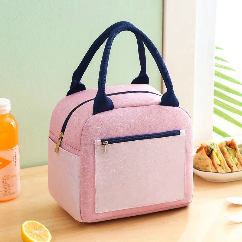 Blue aluminium foil thickening waterproof lunch insulation bag made from Oxford cloth.
