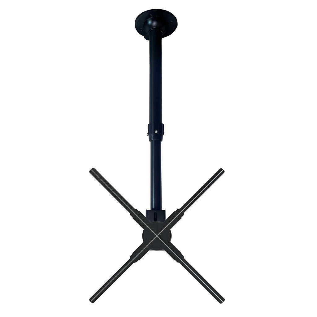 Black metal desktop stand bracket for holographic 3D projection fan advertising player, assembled