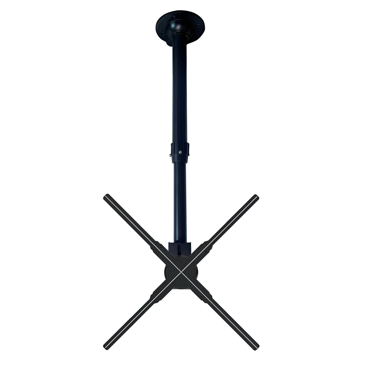 Black metal desktop stand bracket for holographic 3D projection fan advertising player, assembled