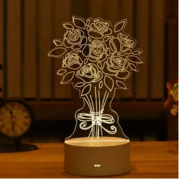 3D acrylic USB night light with unicorn illusion projection in warm white