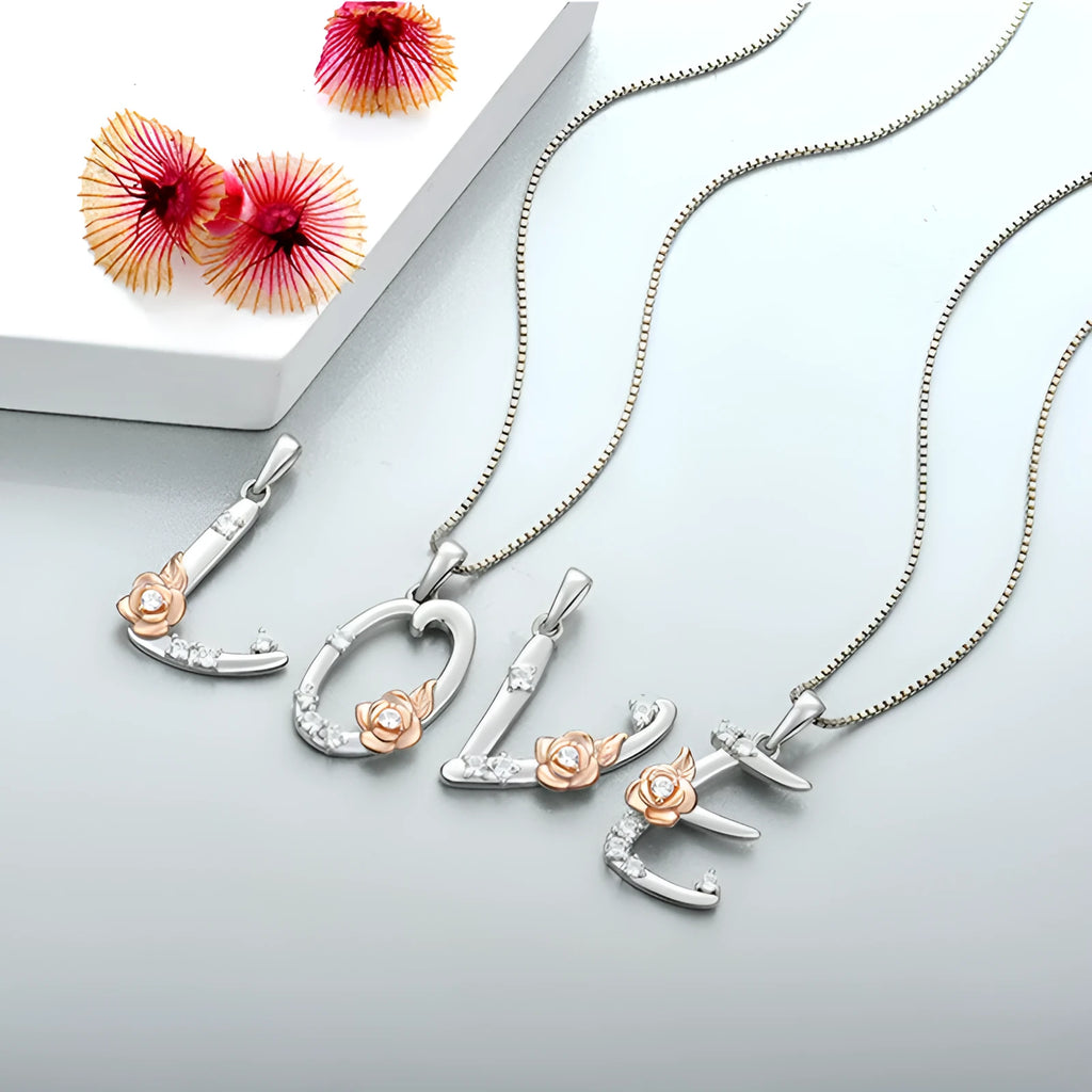 925 sterling silver necklace with English letter B zircon pendant on a collarbone chain