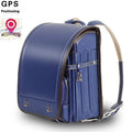 Childrens spine protection schoolbag in navy blue PU with curved shoulder strap for grades 1-6