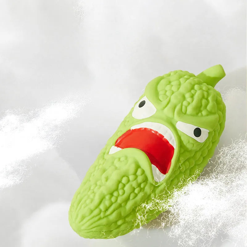 Bitter gourd and chili shaped dog chew toys for teeth grinding and dental cleaning