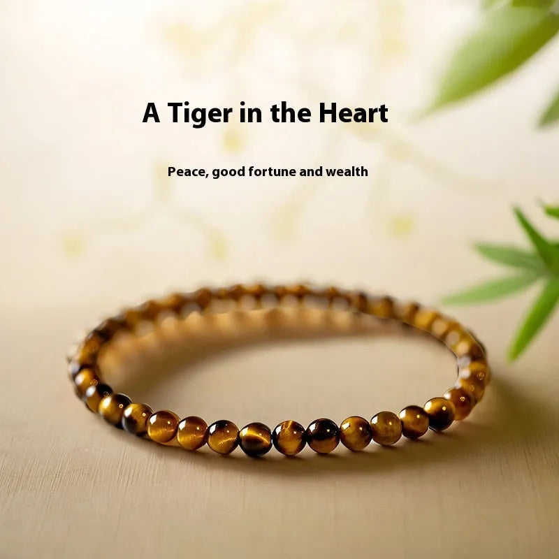 New Chinese style tigereye stone bracelet with geometric round beads in 4mm 6mm or 8mm sizes