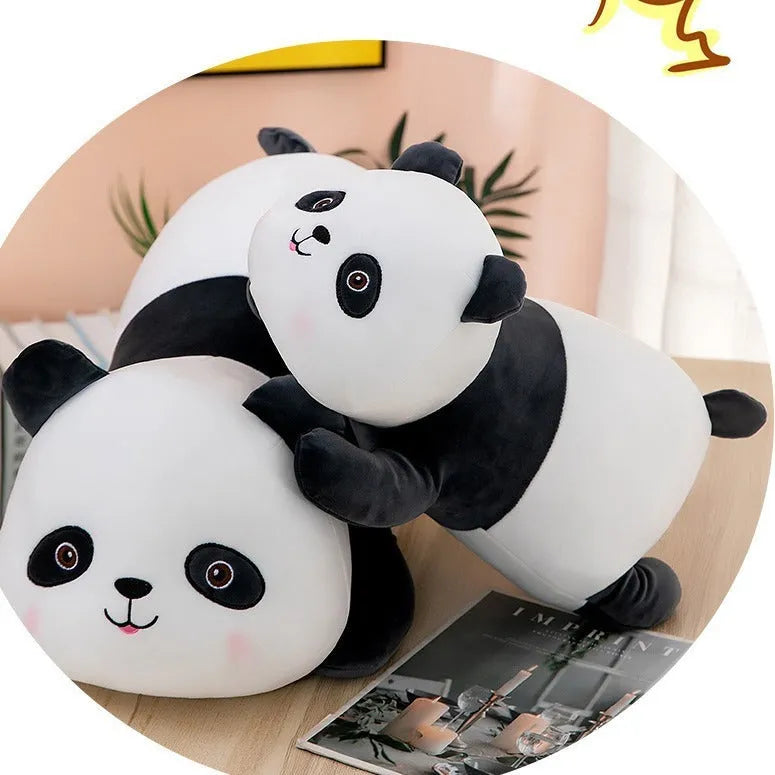 Panda plush toy with down cotton filling and spandex cover, available in 45cm, 60cm, and 80cm heights.