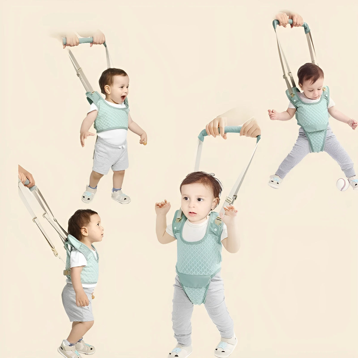 Toddler belt for ages 8 to 28 months in mint blue, cherry pink and monsoon grey mesh or cotton