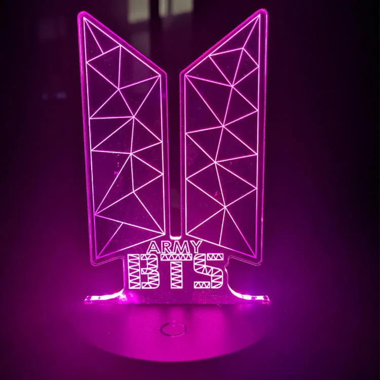 Clear acrylic stand with LED base displaying BTS Light 101 Tower Gem light stick replica