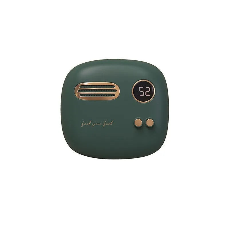 2-in-1 retro hand warmer and 5000mAh power bank in purple with digital display