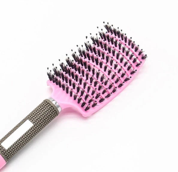 Detangling hairbrush with bristle and nylon teeth for effortless hair management and scalp massage