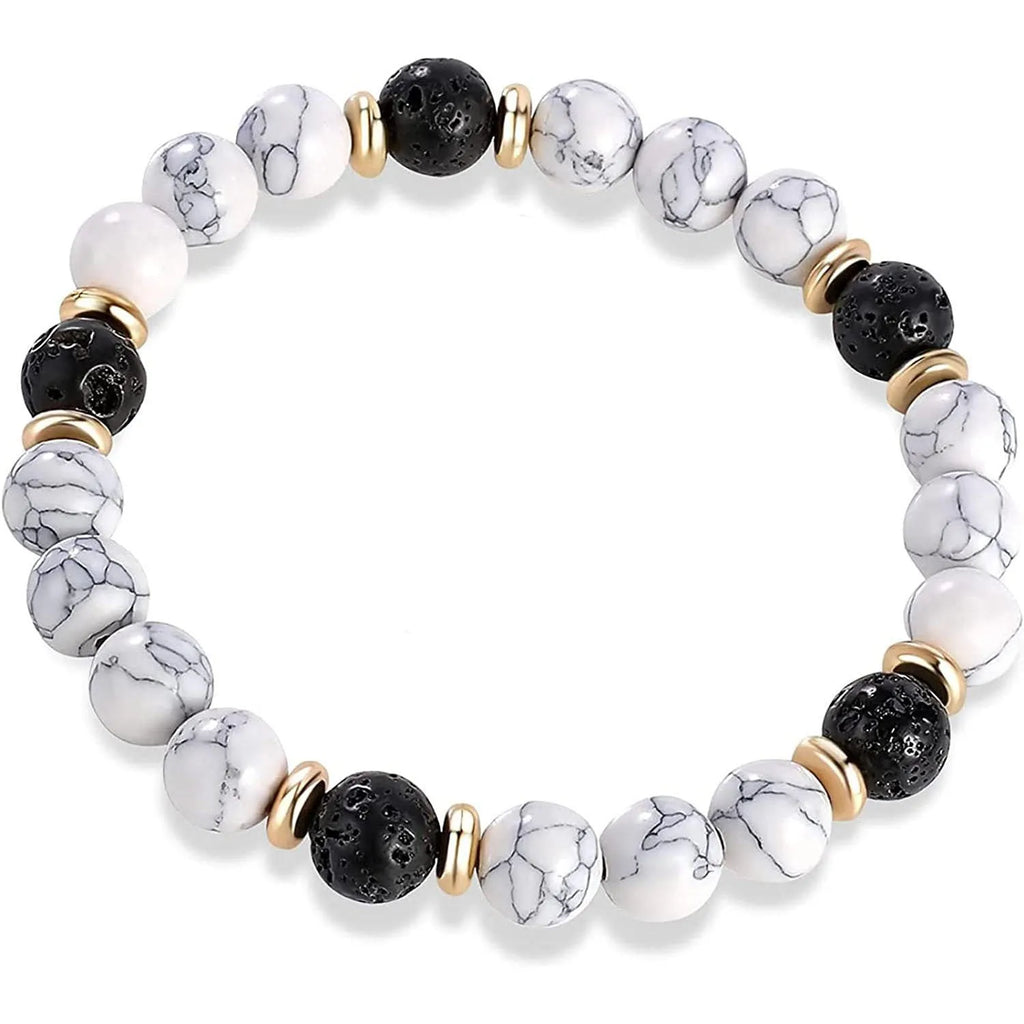 Natural stone and alloy bracelet showing selection of 25 different style options including tiger eye, agate and decorative tassels
