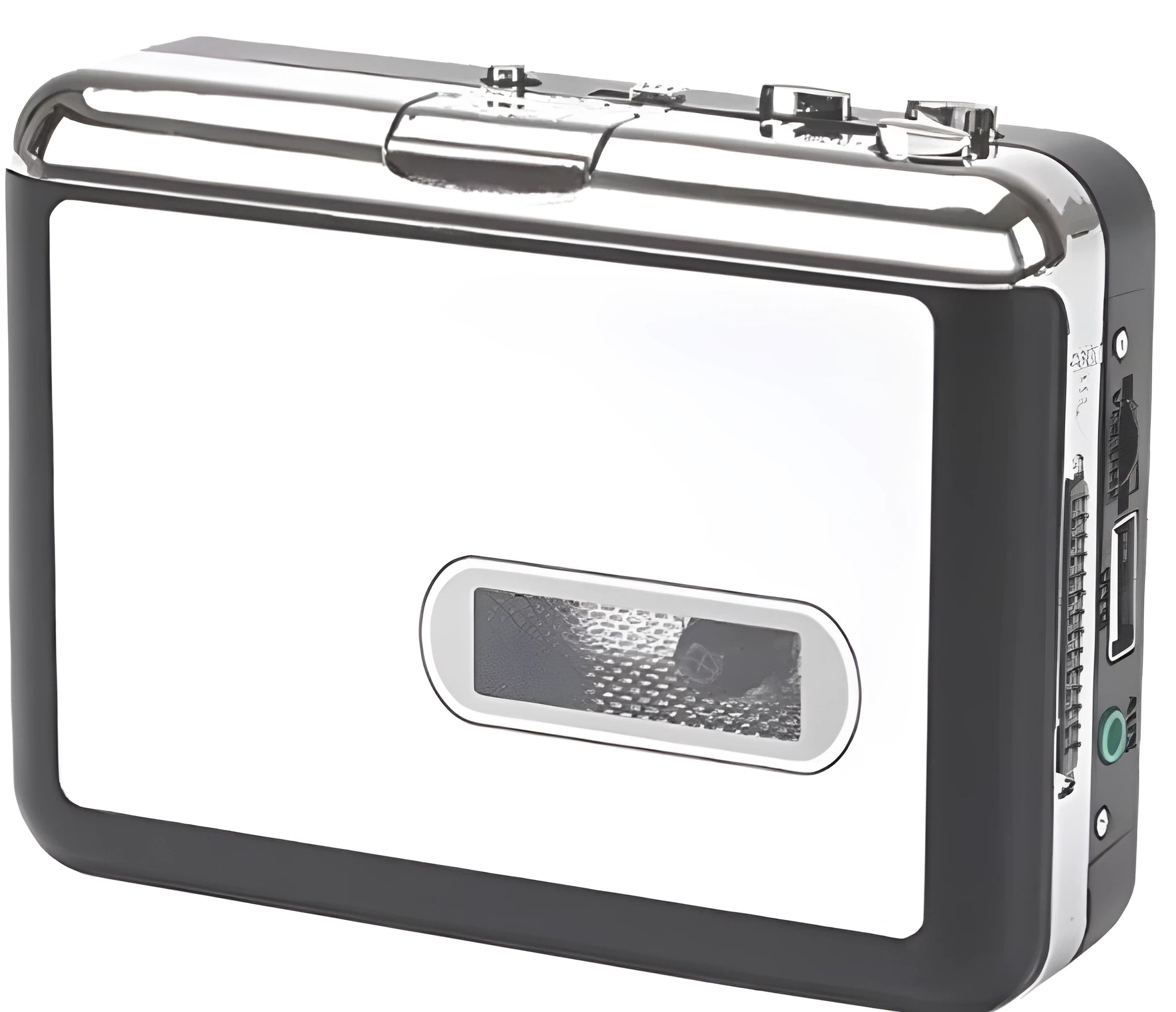White USB Cassette to MP3 Converter with earphone and USB cable for tape digitisation