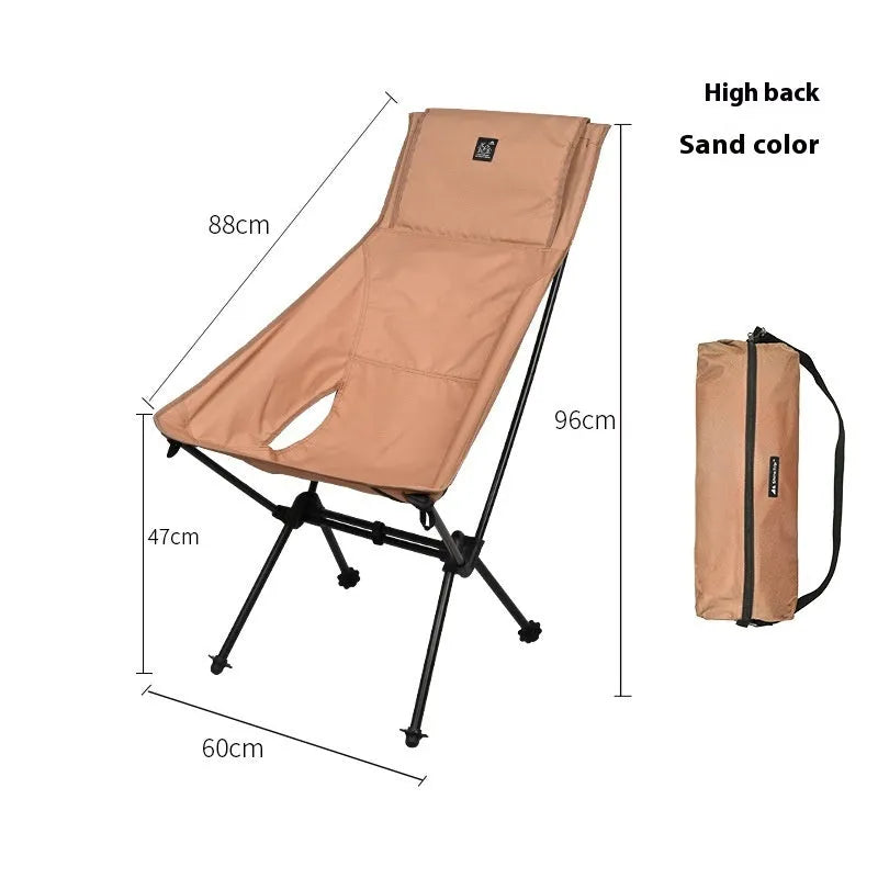 Aluminium alloy folding moon chair in outdoor setting with Oxford cloth seat