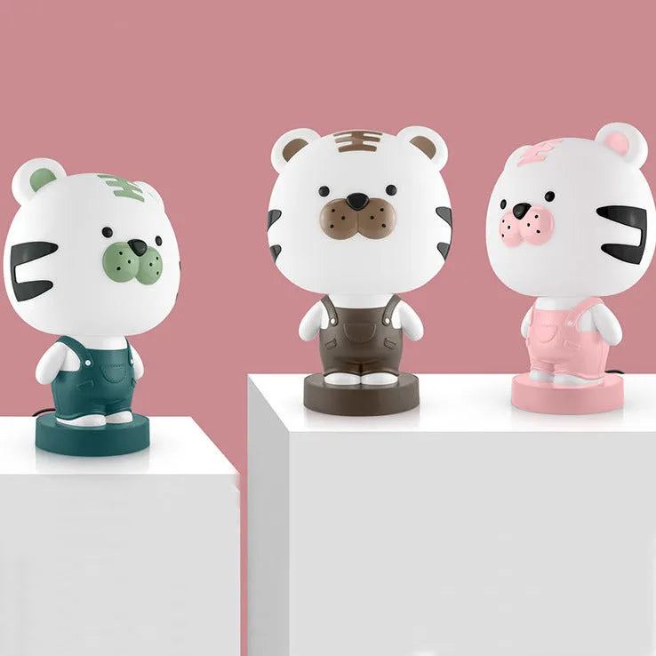 Animal cartoon LED table lamp with plastic shade in bear, cattle, rabbit or tiger design