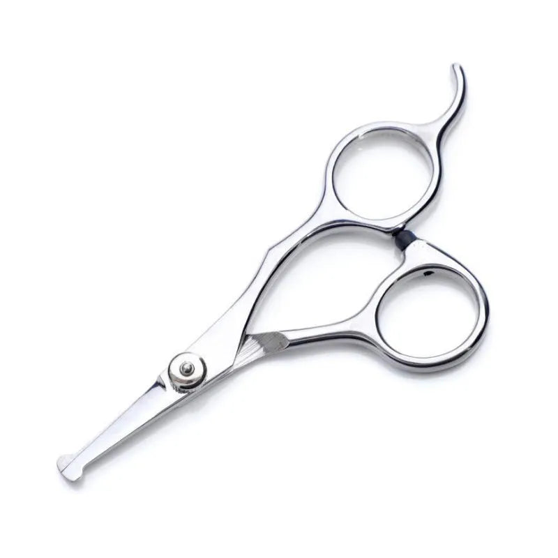 Pet scissors set with four stainless steel scissors, round head design, silver white, in storage bag
