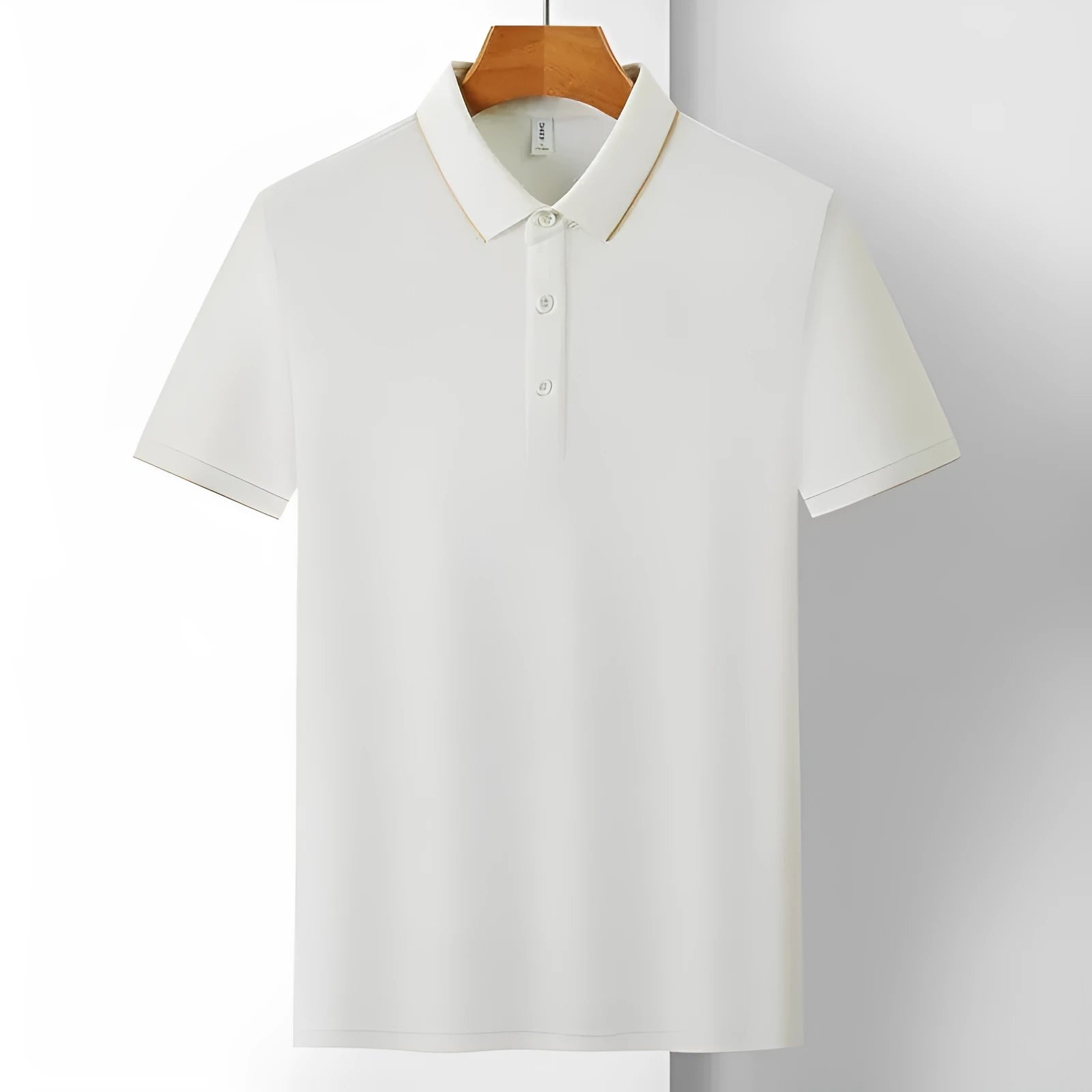 Men's cotton lapel work shirt in light colour with short sleeves and loose fit