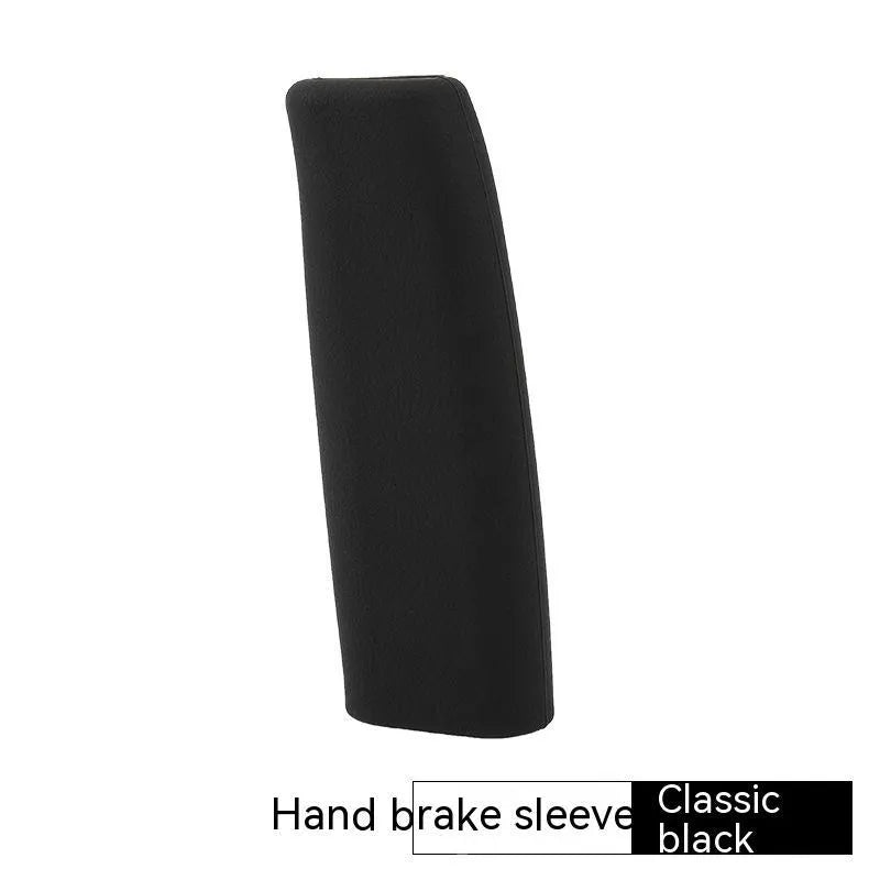 Universal 12 cm silicone handbrake sleeve in five colours: black, gray, beige, red, and blue.