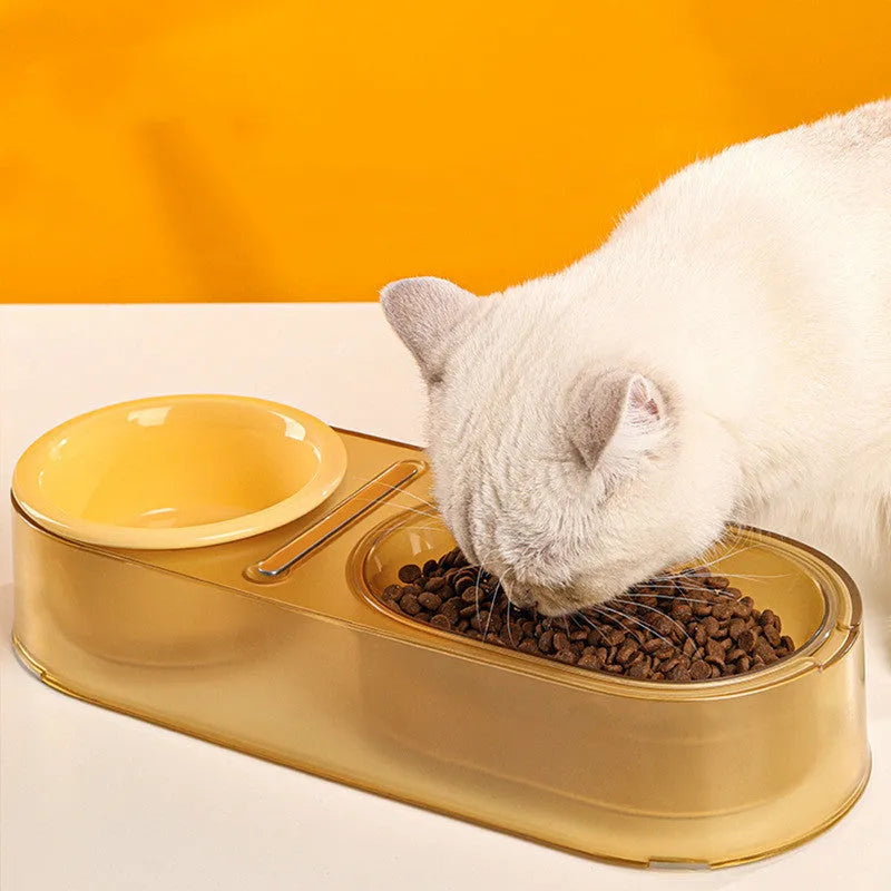 Pet Supplies Mixed Spoon Bowl Cat Diet in taro purple with ceramic stainless steel construction