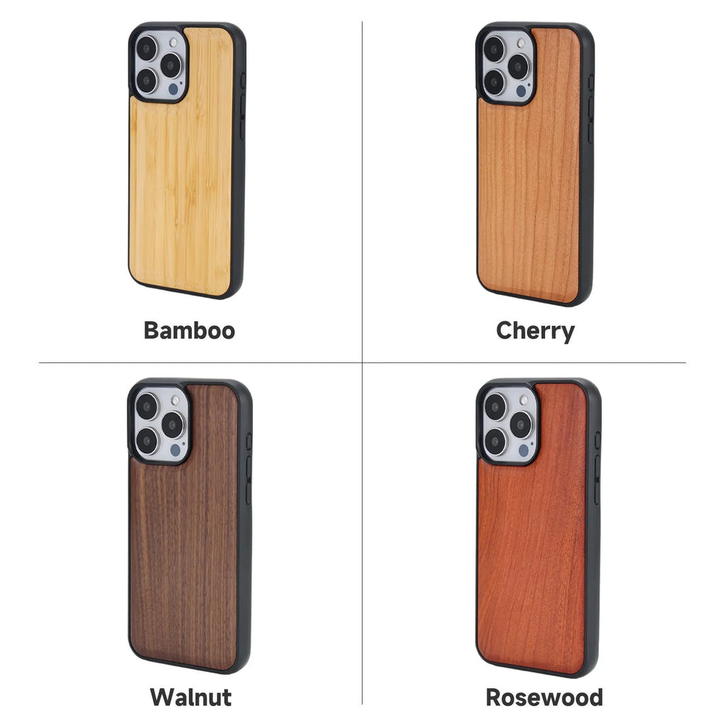 Walnut solid wood iPhone 14 phone case with all-inclusive drop-resistant design and magnetic suction