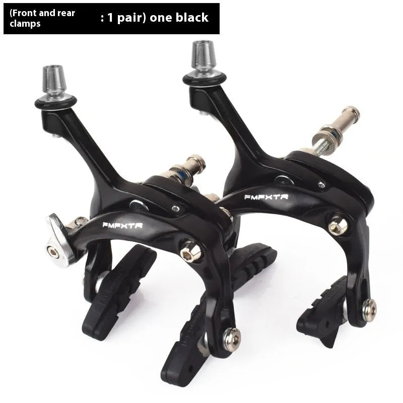 Black and silver U-shaped metal car clamps for bicycle brake modifications with adjustable screw centre distance