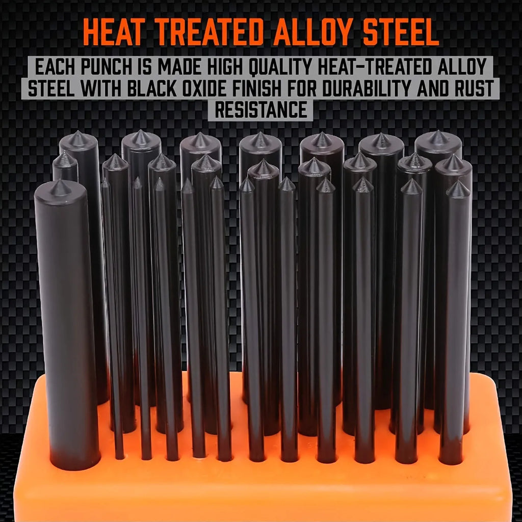 Orange punch needle tool with metal head for rug tufting and textile crafts