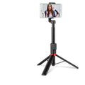 Selfie stick mobile phone Bluetooth universal tripod in army green, aluminium alloy and ABS, compact folded size