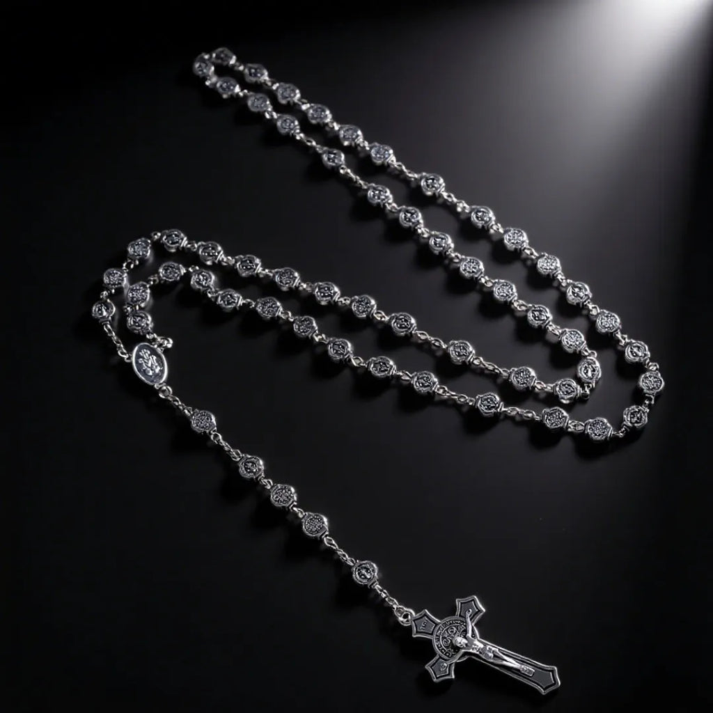 Cross long sweater necklace with geometric alloy pendant and round chain in unisex NL1343 style