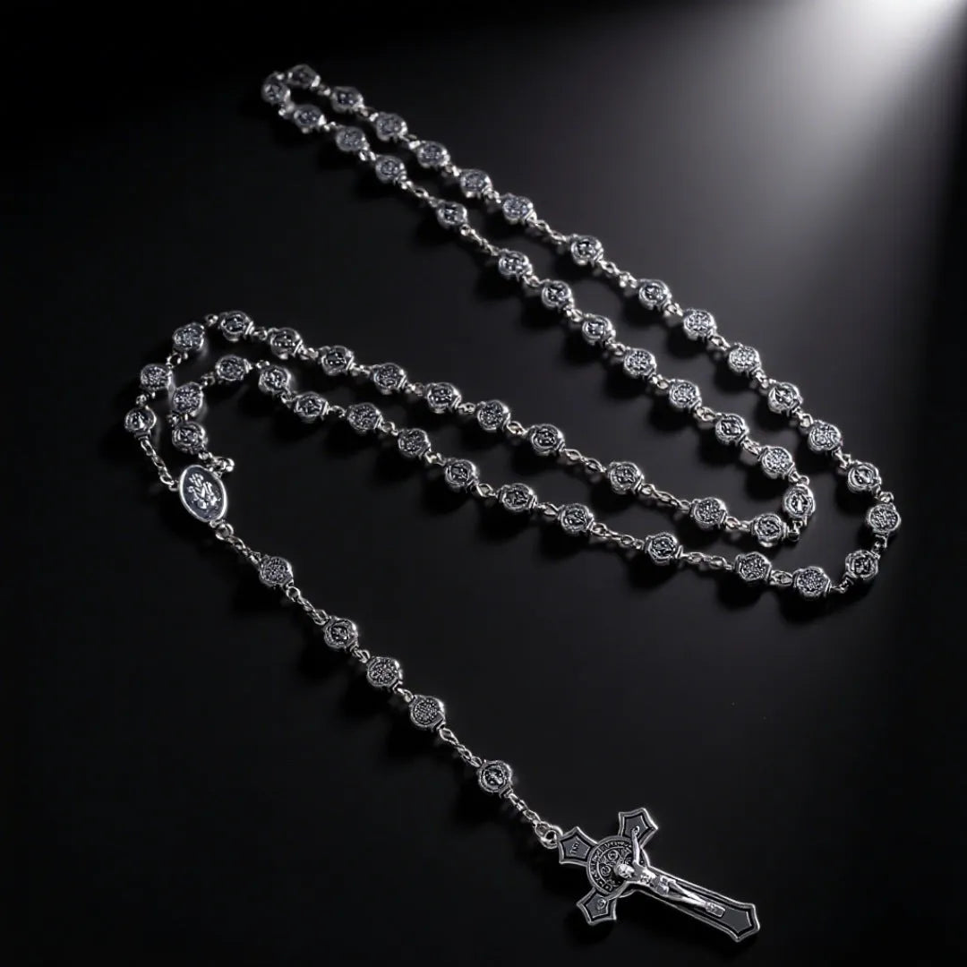 Cross long sweater necklace with geometric alloy pendant and round chain in unisex NL1343 style