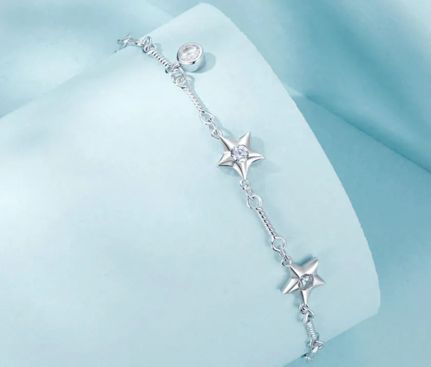 Silver star shape three-dimensional bracelet electroplating finish women normcore style