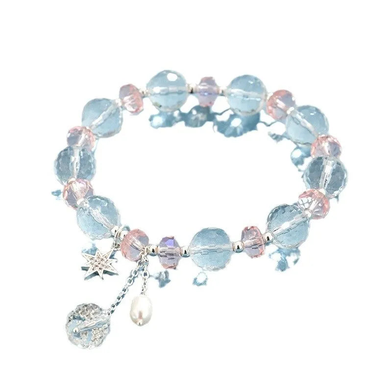 Women's white crystal XINGX bracelet with diamond shape and lucky cat element in Korean style