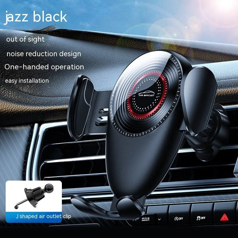 Black universal car air vent mobile phone bracket with mechanical support frame