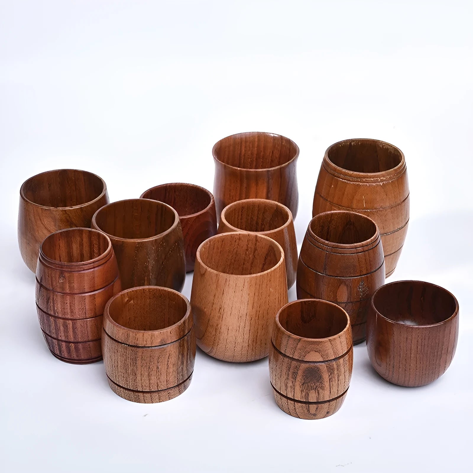 Wooden heat insulation tumbler wine cup vintage sour jujube big belly design round shape