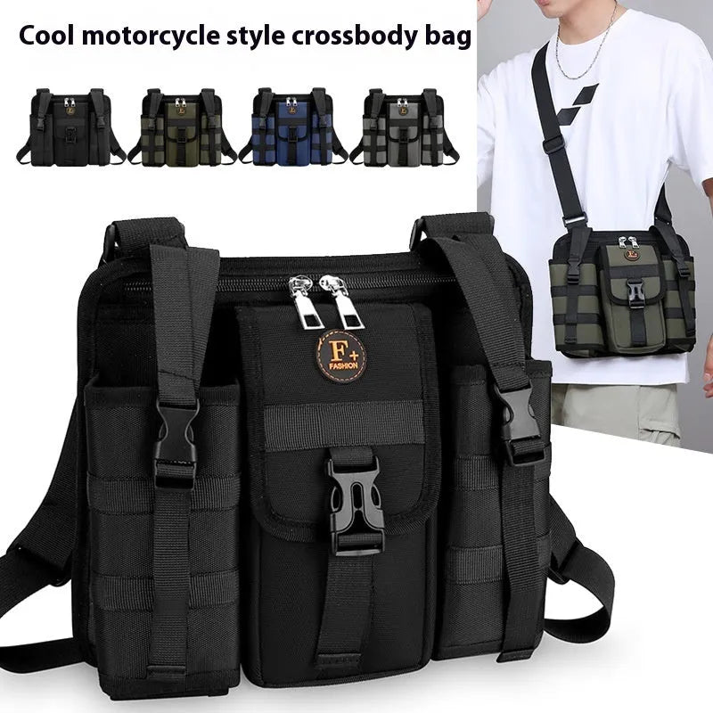 Army green Oxford cloth leisure shoulder bag with waterproof construction for outdoor sports