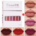 Six boxes of matte non-stick waterproof lip gloss, each 2.5mL, with multivitamin formula on white background