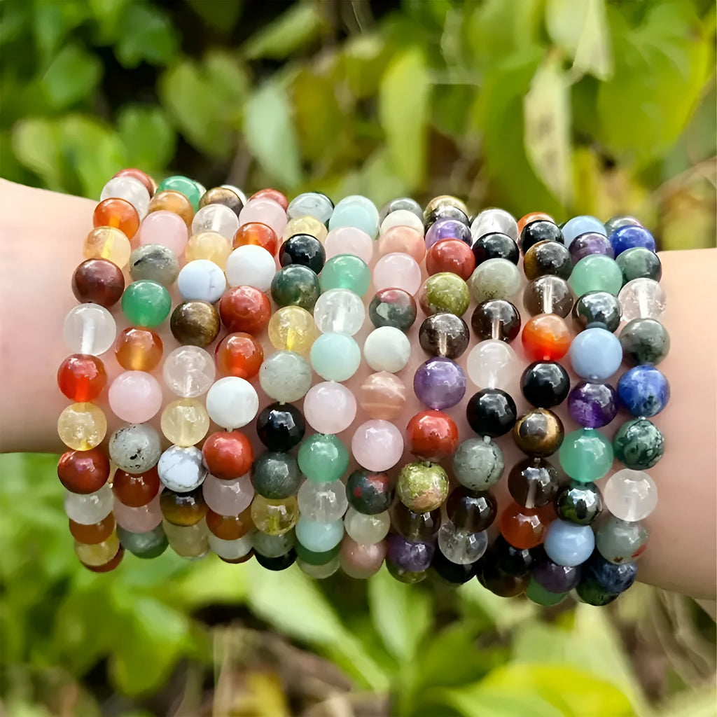 Natural stone beaded constellation bracelet in unisex handmade style with twelve zodiac sign options