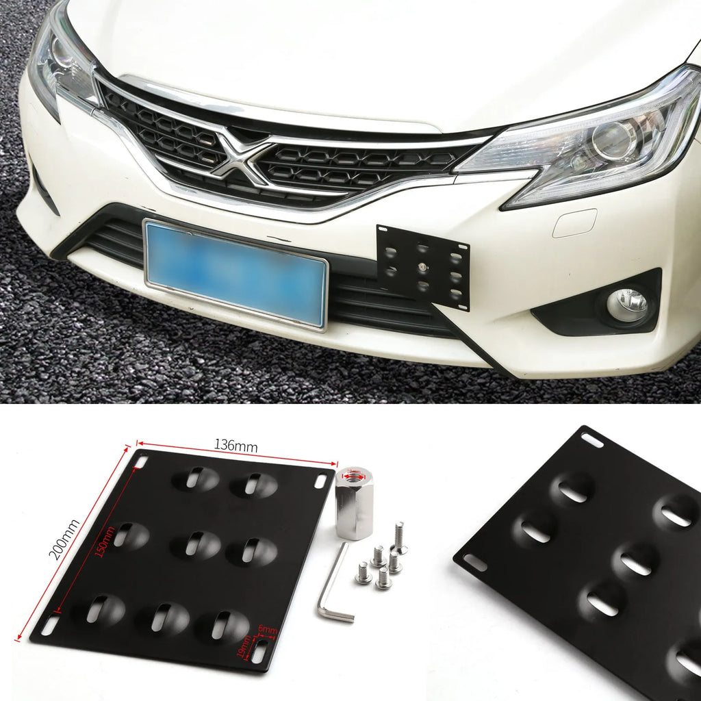 American licence plate frame with trailer rod for car modification on vehicle