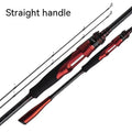 Carbon fishing rod with ultralight cross carbon cloth construction shown in straight handle and pikestaff-style options