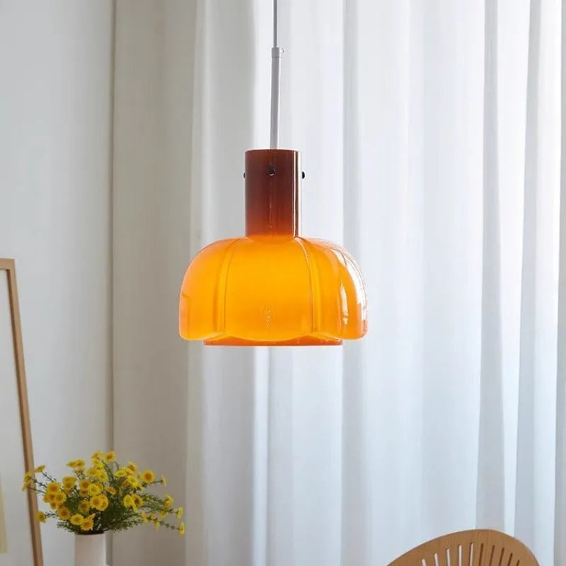 Medieval glass bud retro chandelier pendant light in chosen colour with tricolor light fitting