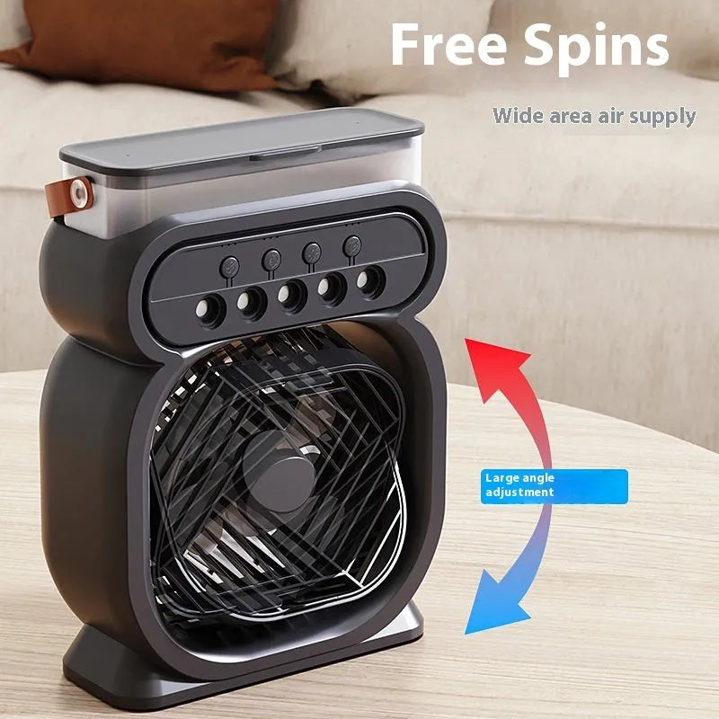 Portable 3-in-1 air conditioner evaporative cooler with LED lights in black, blue, green or white