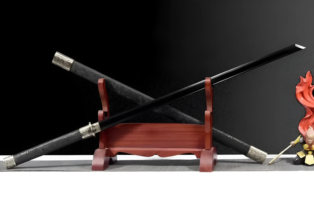 Taizong Tang Dynasty horizontal sword with leather-covered scabbard, unsharpened blade
